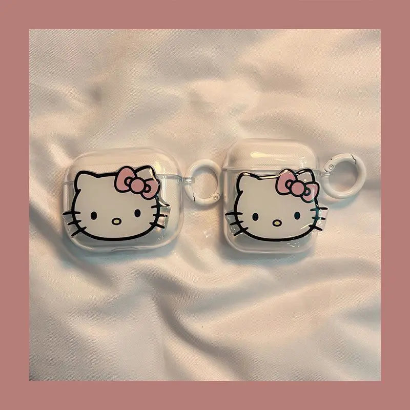 Cute Cartoon Hello Kitty for Airpods Pro 2 Case 2022,Transparent Earphone Cover for Airpods 3 Case/Airpods 1/2 Case for Girls