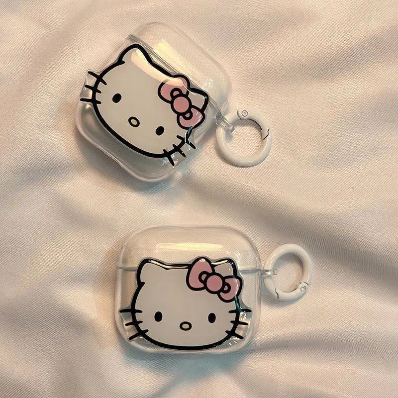 Cute Cartoon Hello Kitty for Airpods Pro 2 Case 2022,Transparent Earphone Cover for Airpods 3 Case/Airpods 1/2 Case for Girls