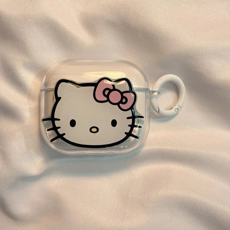 Cute Cartoon Hello Kitty for Airpods Pro 2 Case 2022,Transparent Earphone Cover for Airpods 3 Case/Airpods 1/2 Case for Girls